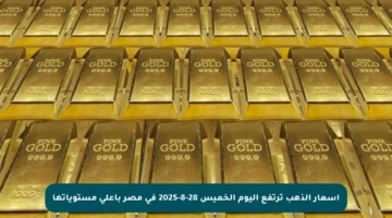 أسعار الذهب ترتفع اليوم الخميس 28-8-2025 في مصر بأعلى مستوياتها